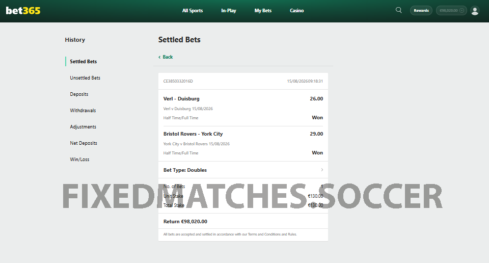 double fixed match 15 august win
